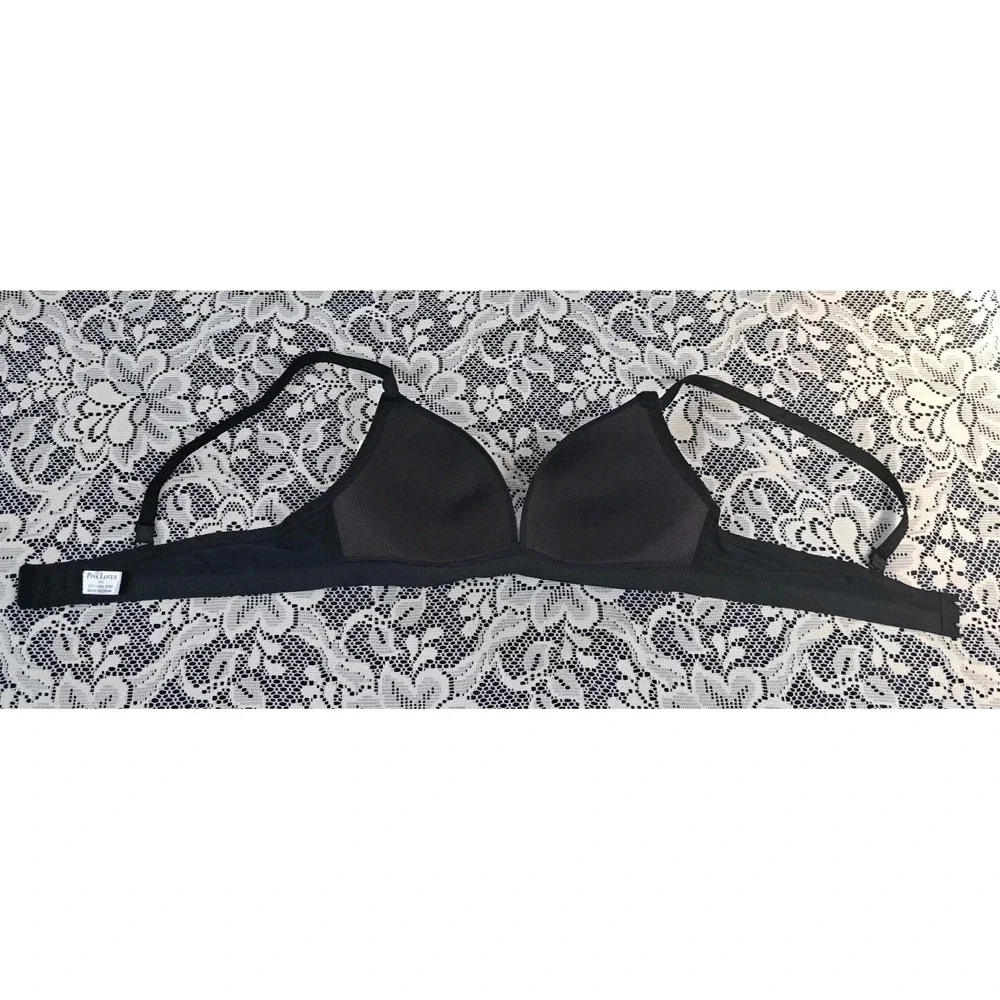 Pink Lover Wireless Bra 38C Black Adjustable Straps Style 6702 Intimate Lingerie